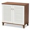 Baxton Studio Coolidge White and Walnut Wood 4-Shelf Shoe Storage Cabinet 163-10392 - alternate 1